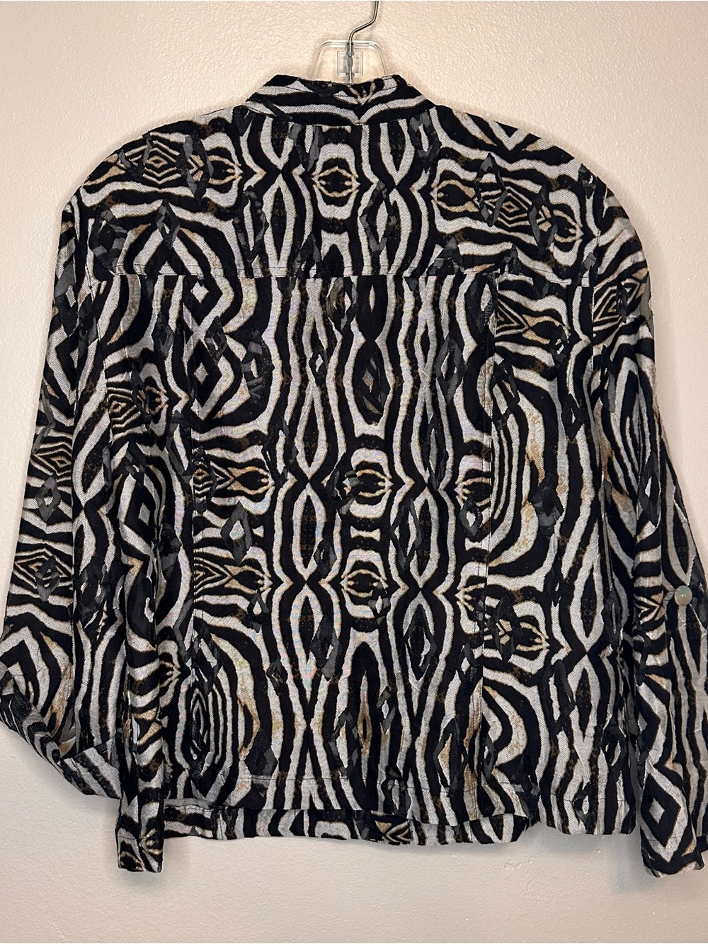 Ruby Rd. Black & Cream Patterned Sheer Jacket - Picture 7 of 7
